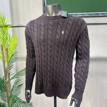 Polo Ralph Lauren %100 Pamuk Saç Örgü Triko Kazak – Avrupa Kalıp, Nakış Logo, Premium