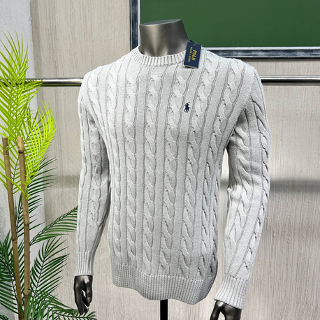 Polo Ralph Lauren %100 Pamuk Saç Örgü Triko Kazak – Avrupa Kalıp, Nakış Logo, Premium