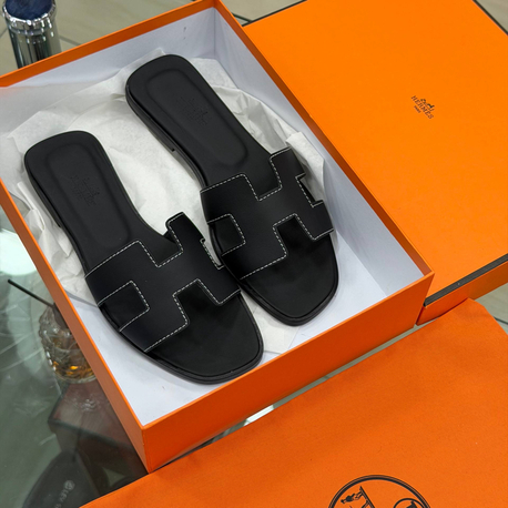 Hermes Orange Slippers %100 Leather/ Full Box(premium)