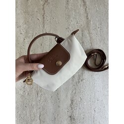 Longchamp Xs Krem Deri Askı+Kayış ile
