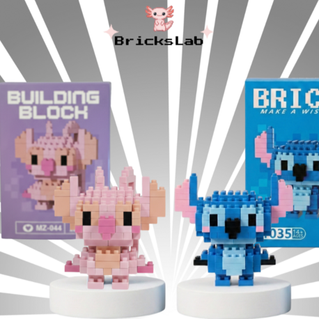 Mini Angel & Stitch Figür Seti 3D Puzzle – Mini İkili Yapı Oyuncağı