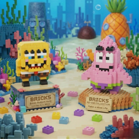 Mini Bricks SpongeBob & Patrick Figür Seti – Bikini Bottom Koleksiyon Serisi