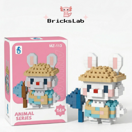 Mini Bricks Tavşan Figürü Çiftçi Temalı Blok Oyuncak Dekor
