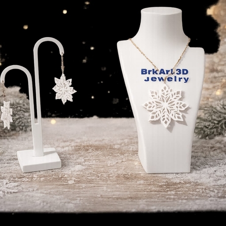BrkArt 3D Jewelry - Özel Tasarım Kar Tanesi Kolye & Küpe Seti
