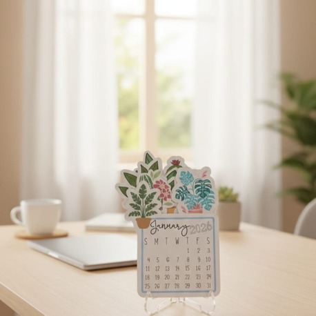 Çiçekli Masaüstü Takvim - English Calendar