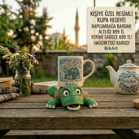 KAMPANYA BARDAK HEDİYE Şaşkın Kaplumbağa Bardak Altlığı