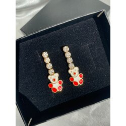 Taş Detaylı Kırmızı Küpe 
