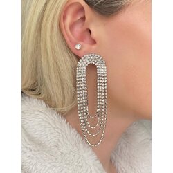 oval taşlı Küpe