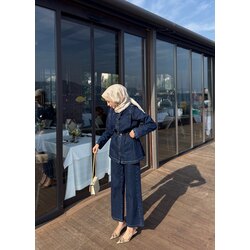 Çıtçıt detay denim takım 