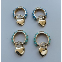 blue&green heart küpe çift