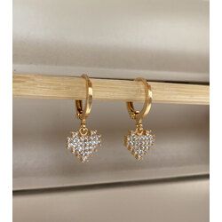 gold heart küpe çift
