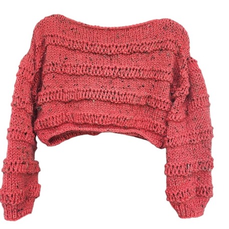 El Örgüsü Pembe Tasarım Crop Kazak