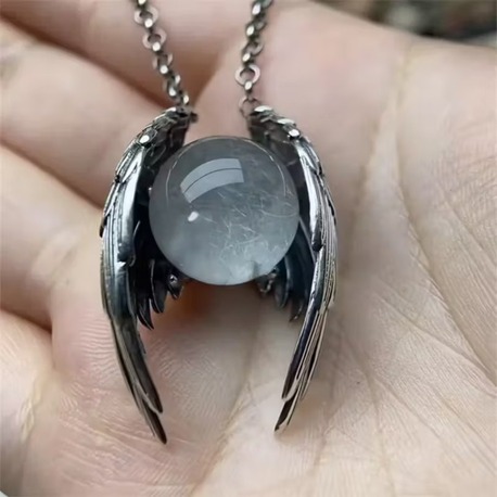 Retro Dolunay Kolyesi | Hayalet Kanatlı, Gotik Unisex Vintage Kolye | E- Dergi Hediyeli