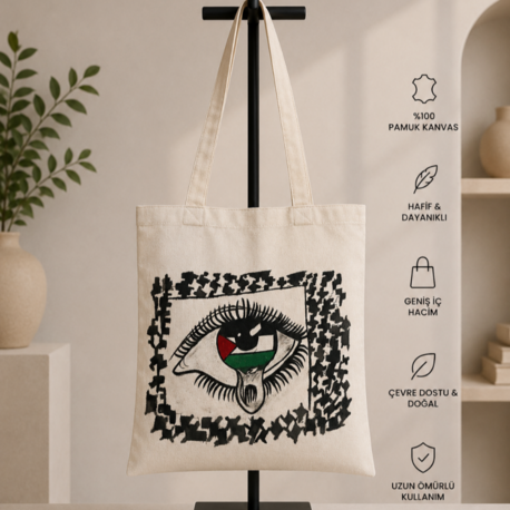 Filistin Göz Desenli Kanvas Bez Çanta