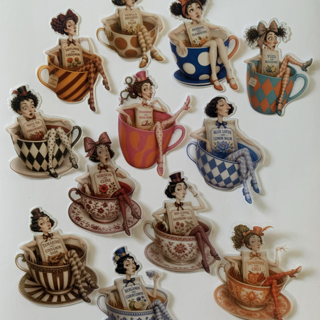 Whimsy Teacup Dolls Pet Sticker Seti