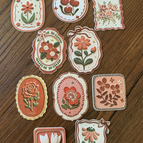 Floral Tags/Red Stickers