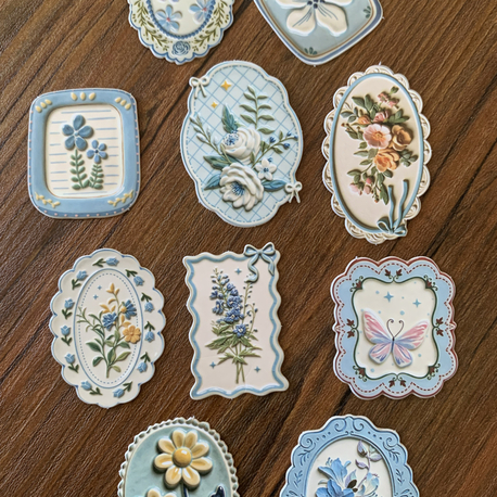 Floral Tags/Blue Stickers