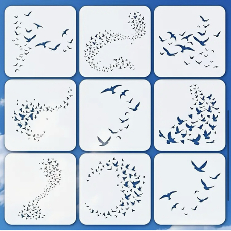 Flying Birds Stencils/ Büyük Boy