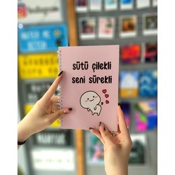 Sütü Çilekli Seni Sürekli Spiralli Defter
