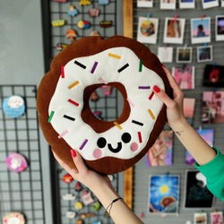 Kahverengi Donut Peluş Yastık