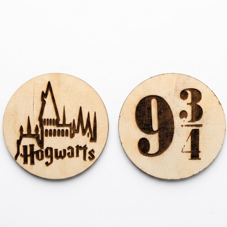 Harry Potter Hogwarts Lazer İşleme Ahşap Bardak Altlığı Seti - Platform 9 3/4 Hediyelik Obje