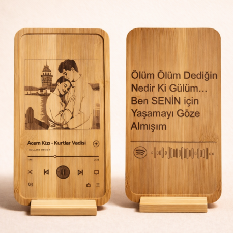 Kişiye Özel Spotify Kodlu Ahşap Çift Plaketi – Fotoğraflı & İsimli Hediye
