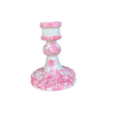 Pink Antique Flower Şamdan