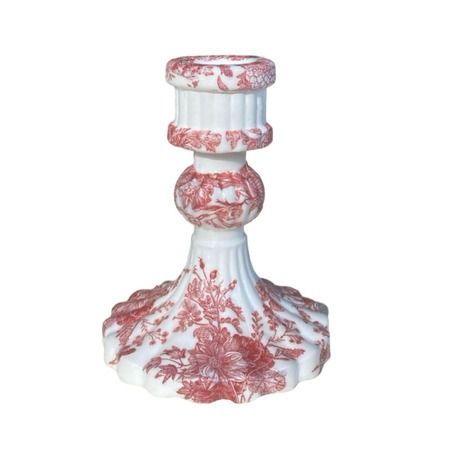 Antique Bordeaux Flower Şamdan