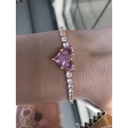 Çelik pembe kalpli bileklik