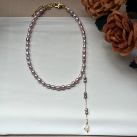 The Enamelled Shine Of Lavender Pearl Love No.2 Necklace