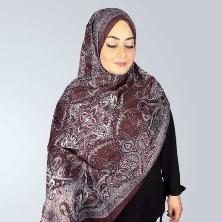 Bordo Etnik Desen Şal