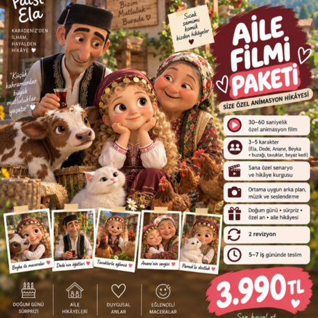 Kişiye Özel Aile Animasyonu | Fotoğraftan Çizgi Film | Aile & Çocuk Hediyesi