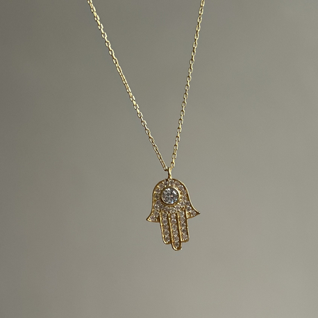 925 Gümüş Taşlı Hamsa Kolye