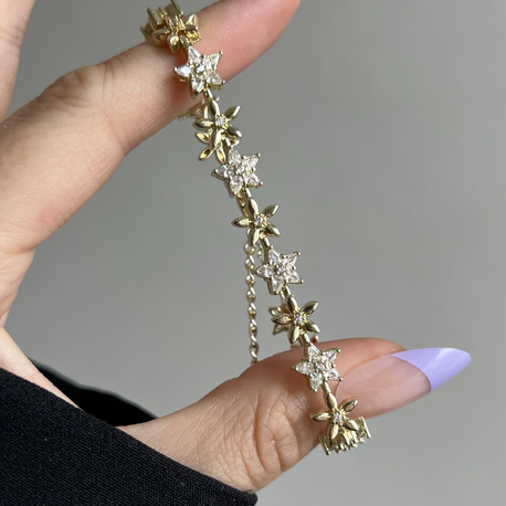 Gold Taşlı Çiçek Bileklik