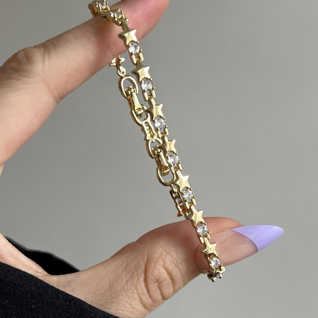 Gold Taşlı Yıldız Bileklik
