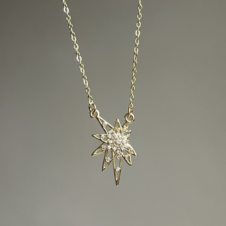 Gold Taşlı Yıldız Kolye