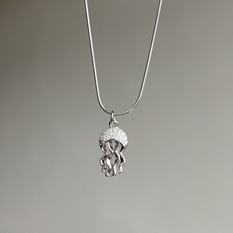 Çelik Silver Jellyfish Kolye