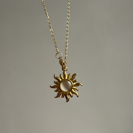 Çelik Sedefli Güneş Kolye