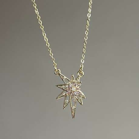 Gold Pembe Taşlı Yıldız Kolye