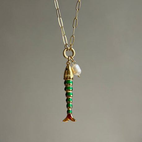 Gold Yeşilli Balık Kolye