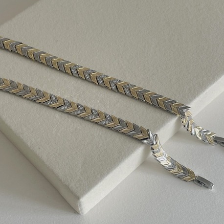 Premium Seri Gold Silver Detaylı Bileklik