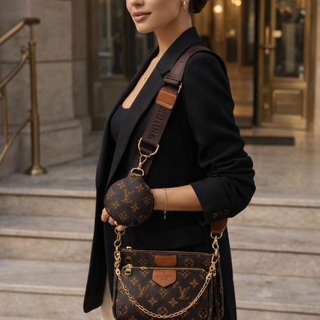 Executive Monogram Omuz Çantası – Kahve