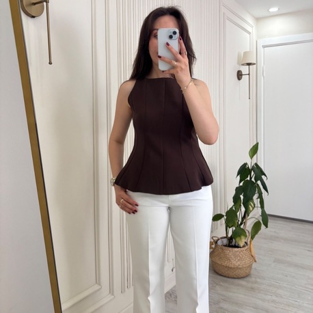 Peplum  kesim bluz kahve 