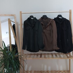 gabardin kapüşonlu erkek gömlek 