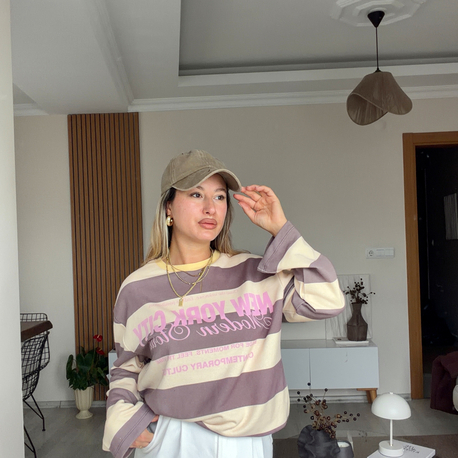 Premıum çizgili sweat 