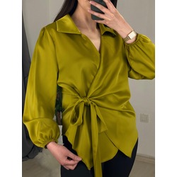 marka model yandan bağlamalı bluz (yağ yeşili)
