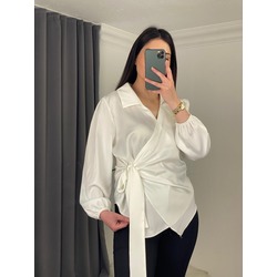 marka model yandan bağlamalı bluz (ekru)