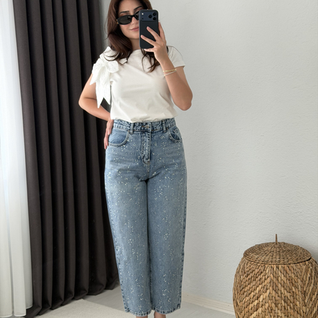 Pırıltılı Mom Jean