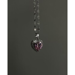 ÇELİK ZİRKON TAŞLI HEART KOLYE