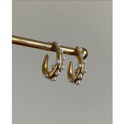 ÇELİK İNCİ DETAYLI GOLD KÜPE
